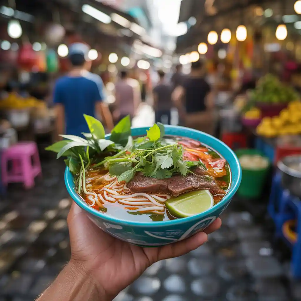 "Traveler enjoying authentic local food with locals in a traditional setting, discovering local culture with the help of the best travel agency."